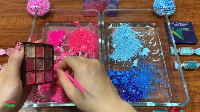 PINK and SKYBLUE ! Mixing EyeShadow and Floam Into Clear Slime ! Satisfying Slime ! Perfect Slime
