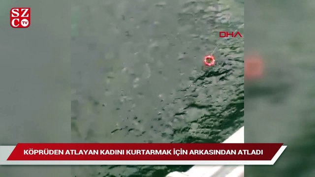 Haliç’te köprüden atlayan kadını kurtarmak için arkasından böyle atladı