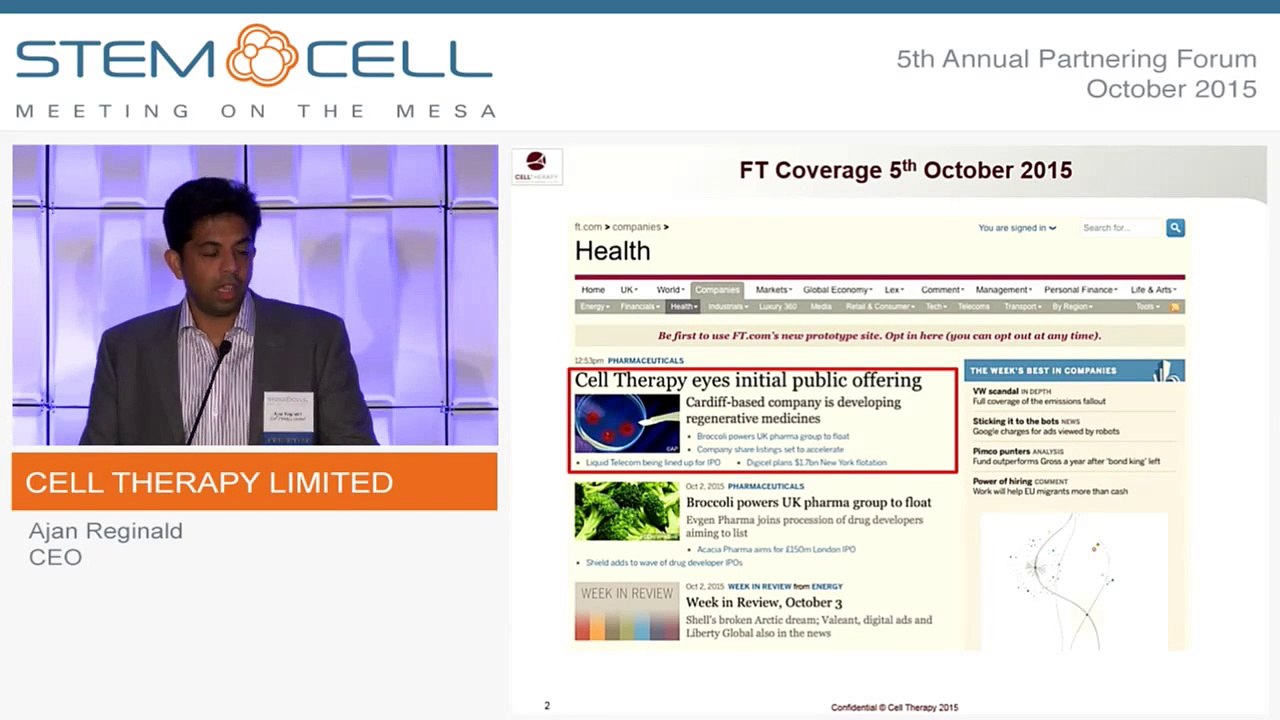 Ajan Reginald CEO Celixir - Cell Therapy Limited