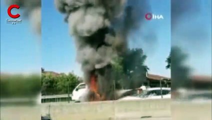 İstanbul'da parke yüklü kamyon alev alev böyle yandı