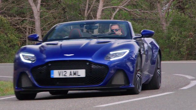Aston Martin DBS Superleggera Volante in Zaffre Blue Driving Video