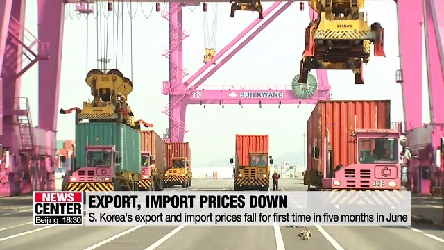 S. Korea's export and import prices fall for first time in five months in June