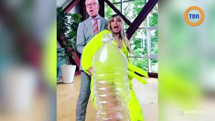 Heidi Klum en dévoile un peu trop lors de son Bottle cap challenge