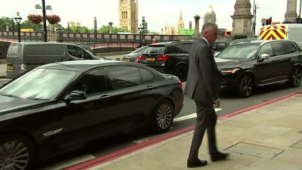 Boris Johnson arrives in Westminster for TV interview