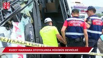 Kuzey Çevre Otoyolu’nda midibüs devrildi: Çok sayıda yaralı var