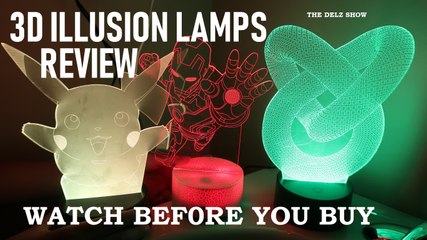3d ILLUSION LAMP WORTH IT?  UNBOXING REVIEW WITH MARVEL  IRONMAN , POKEMON PIKACHU & OPTICAL DESIGN