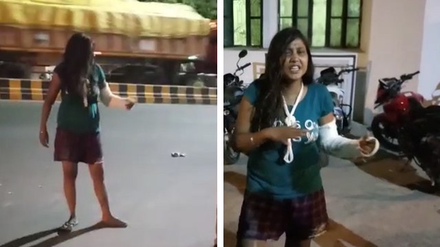 Video: नशे में टल्ली युवती स्कूटी के गिरी, फिर बीच सड़क पर शुरू किया उसने हाईवोल्टेज ड्रामा