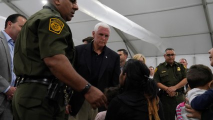 Mike Pence tour of migrant centre shows men crowded in cages