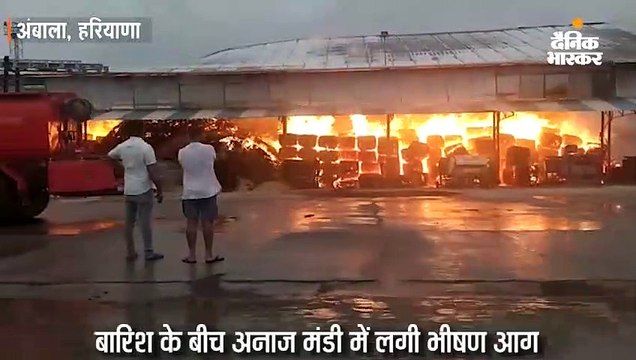 अनाज मंडी में लगी आग, 170 टन गेहूं जलकर राख, 15 दमकल गाड़ियों ने पाया काबू