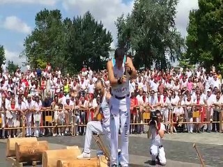 Deporte rural en la Plaza de los Fueros durante los Sanfermines 2019
