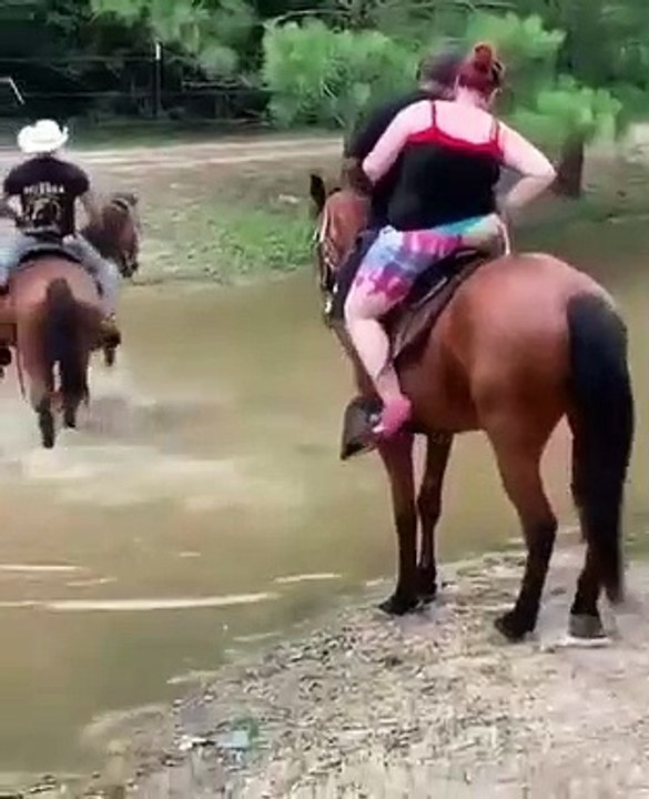 Quand un cheval n’arrive pas à supporter le poids d’un couple pour traverser une rivière
