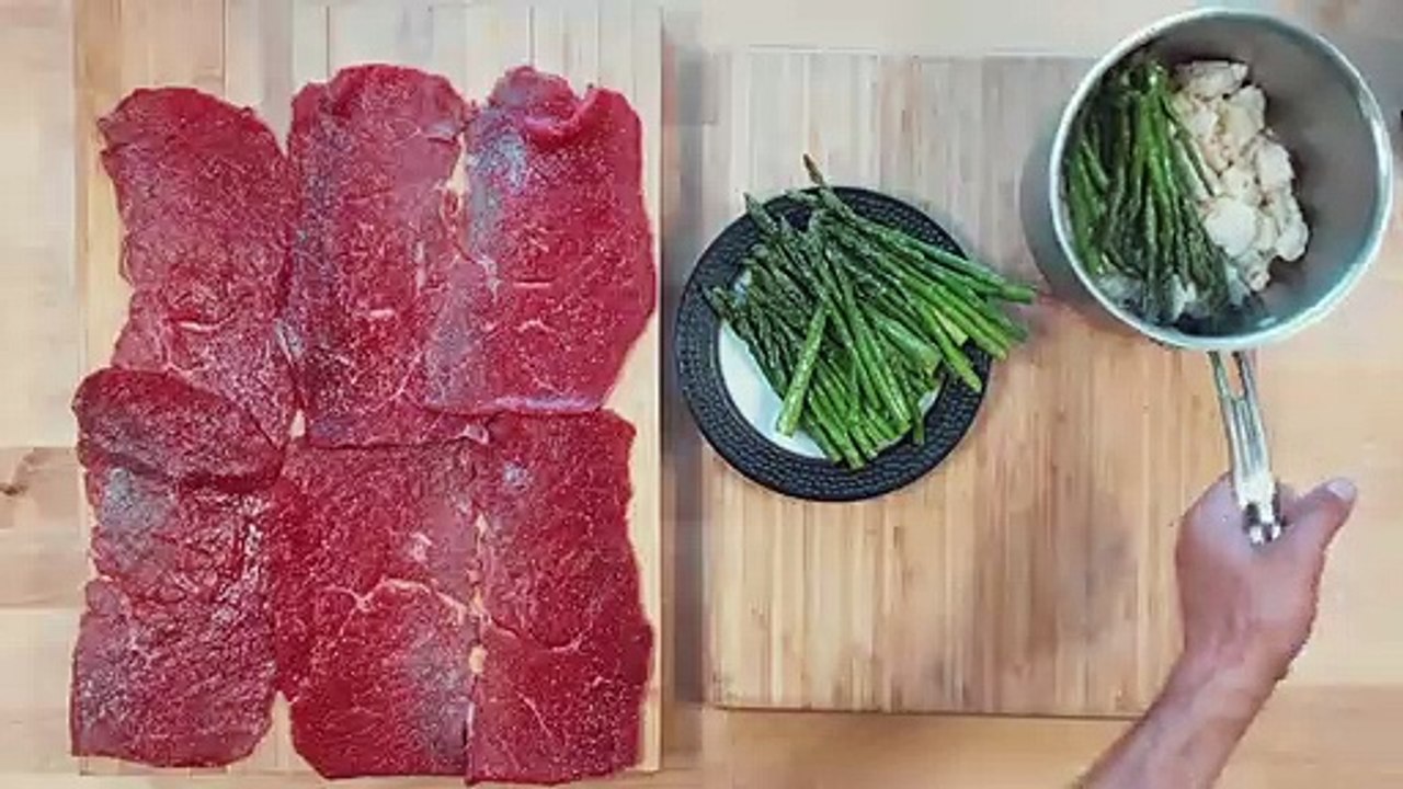 Steak Roulade | Asparagus Cauliflower Puree | Keto Grilling Recipe
