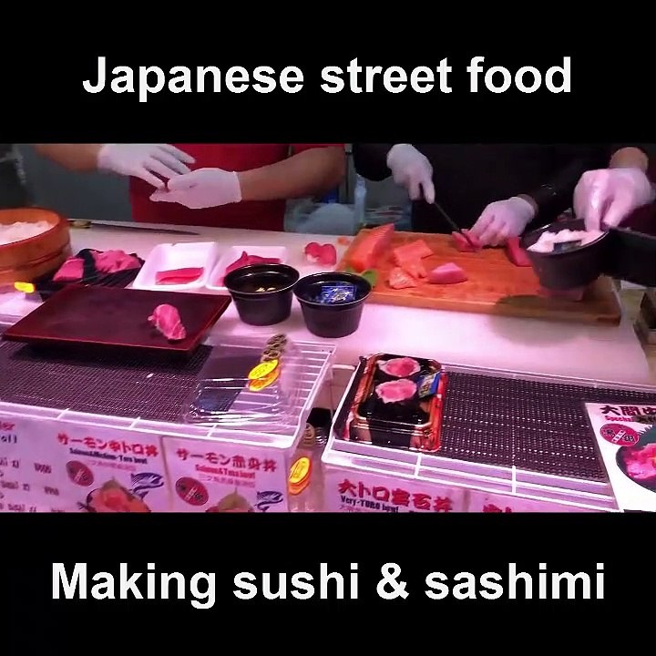 Japanese street food - Making sushi & sashimi
