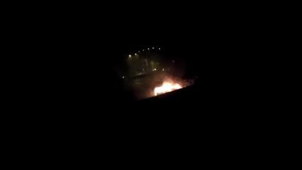 Burning van explodes