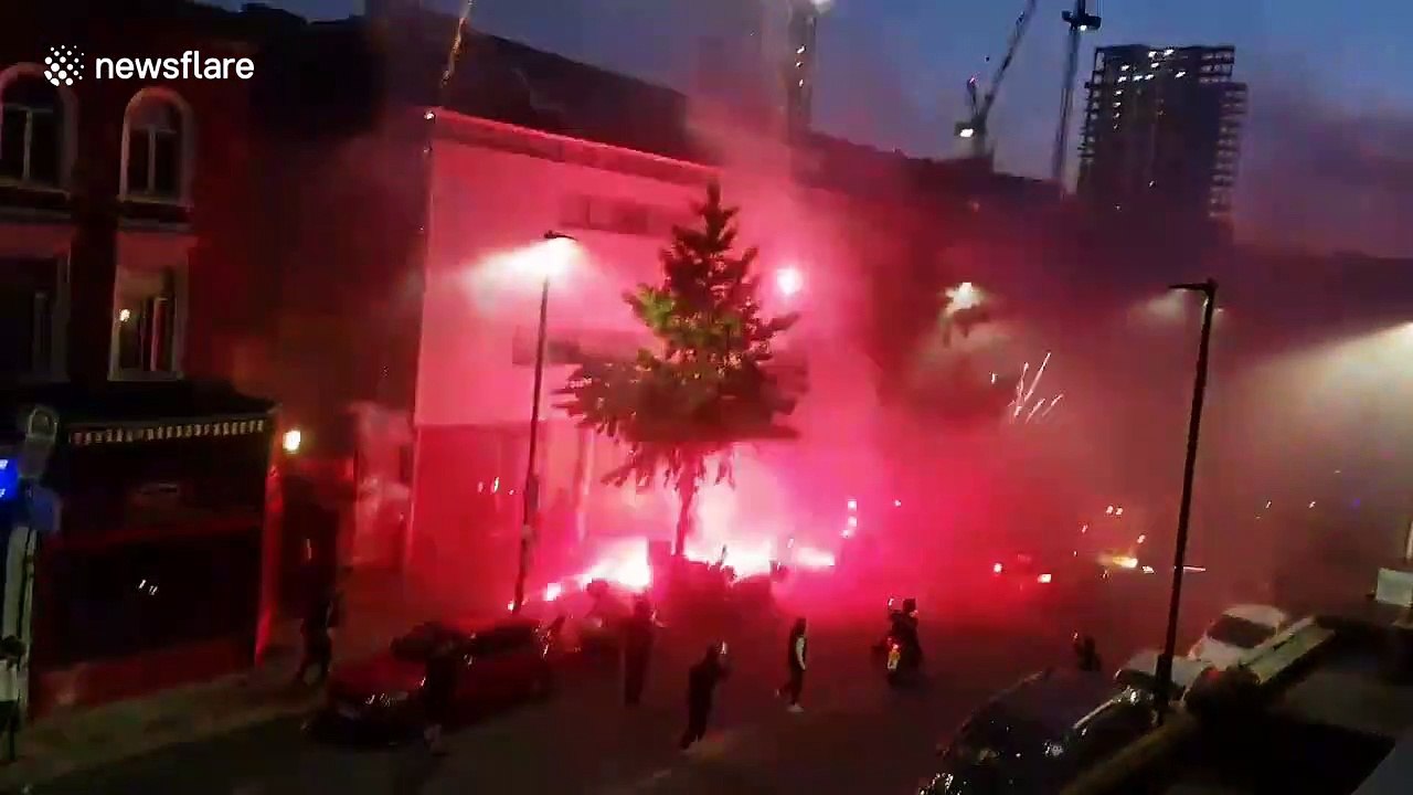 Algerian football fans in London celebrate Afri...