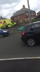 Emergency services at road crash in Elmwood Avenue