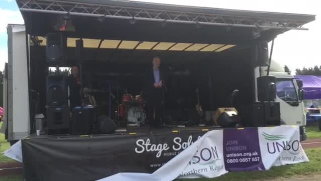 Jeremy Corbyn speaking in Jarrow.