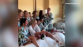 Emily Wilkinson celebrates wedding day surrounded by friends