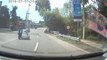 Motorcyclist in the Philippines somehow drops gas canister but swiftly shuts it off before explosion