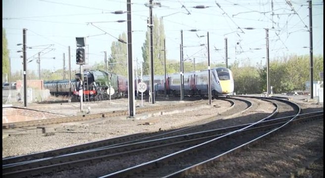 Four trains on East Coast Main Line