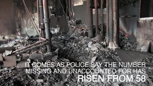 Grenfell Tower scene of destruction