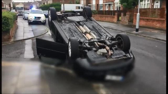 Car overturns in Hartlepool crash