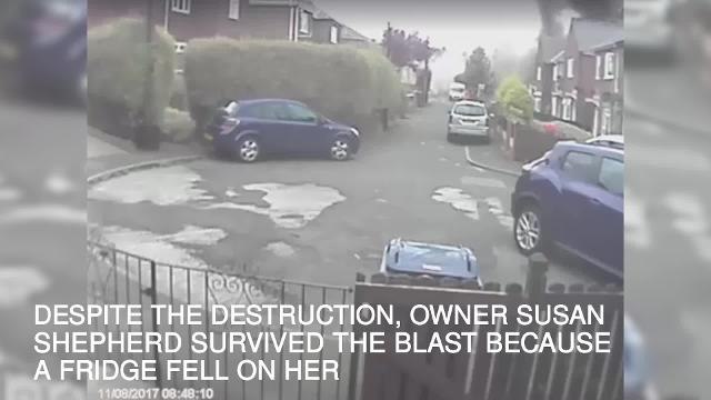 Moment gas blast destroys Sunderland home