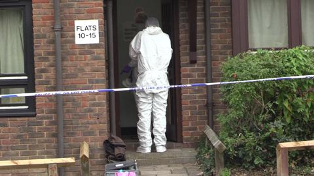 Forensic teams at murder investigation