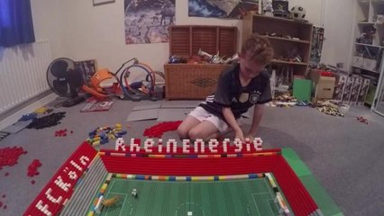 Timelapse video of Crawley boy building football stadium out of Lego