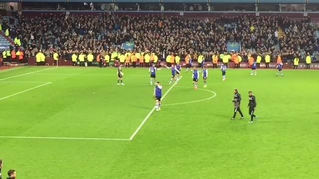 Sheffield Wednesday fans and players celebrate the win over Aston Villa