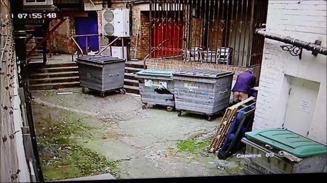 Man captured on CCTV doing a poo behind Derbyshire furniture shop