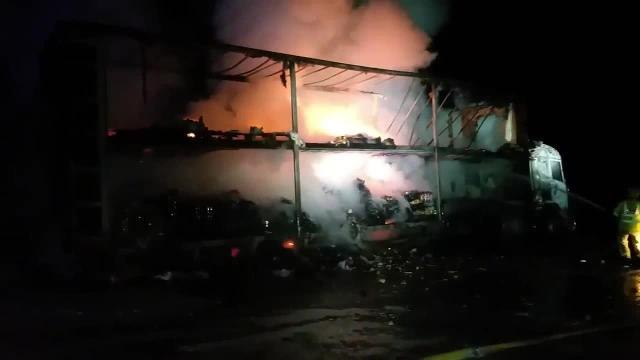 M6 Lorry fire junction 32