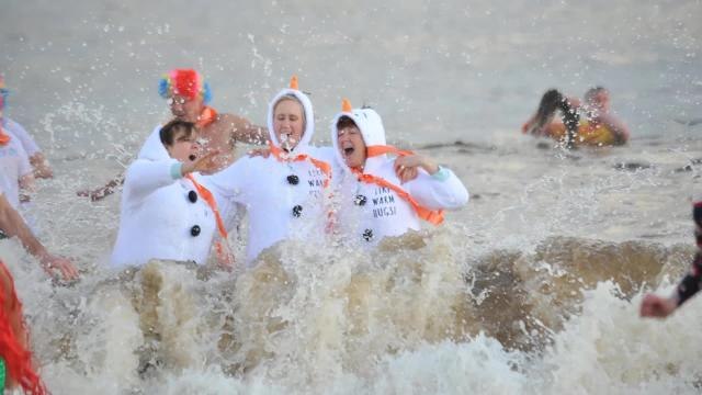 Pictures of Boxing Day dips in South Shields