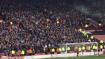 Sheffield Wednesday and Barnsley fans celebrate their goals