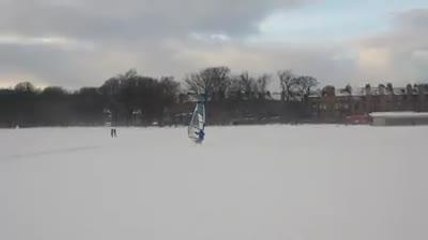Holyrood Ranger Will enjoys windsurfing in snowy Holyrood Park