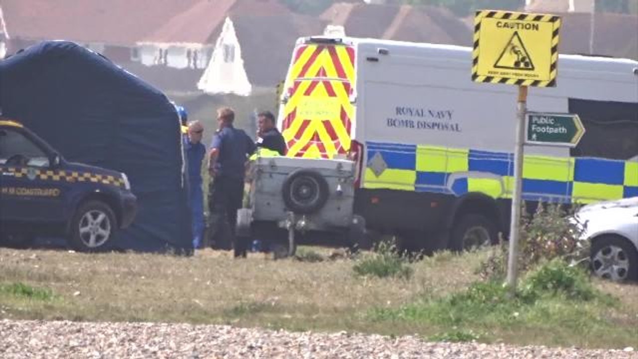Bomb squad deals with a German wartime mine near Bognor