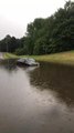 Stranded cars in flash flood in East Hunsbury, Northampton