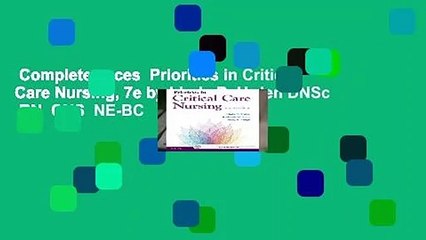 Complete acces  Priorities in Critical Care Nursing, 7e by Linda D. Urden DNSc  RN  CNS  NE-BC