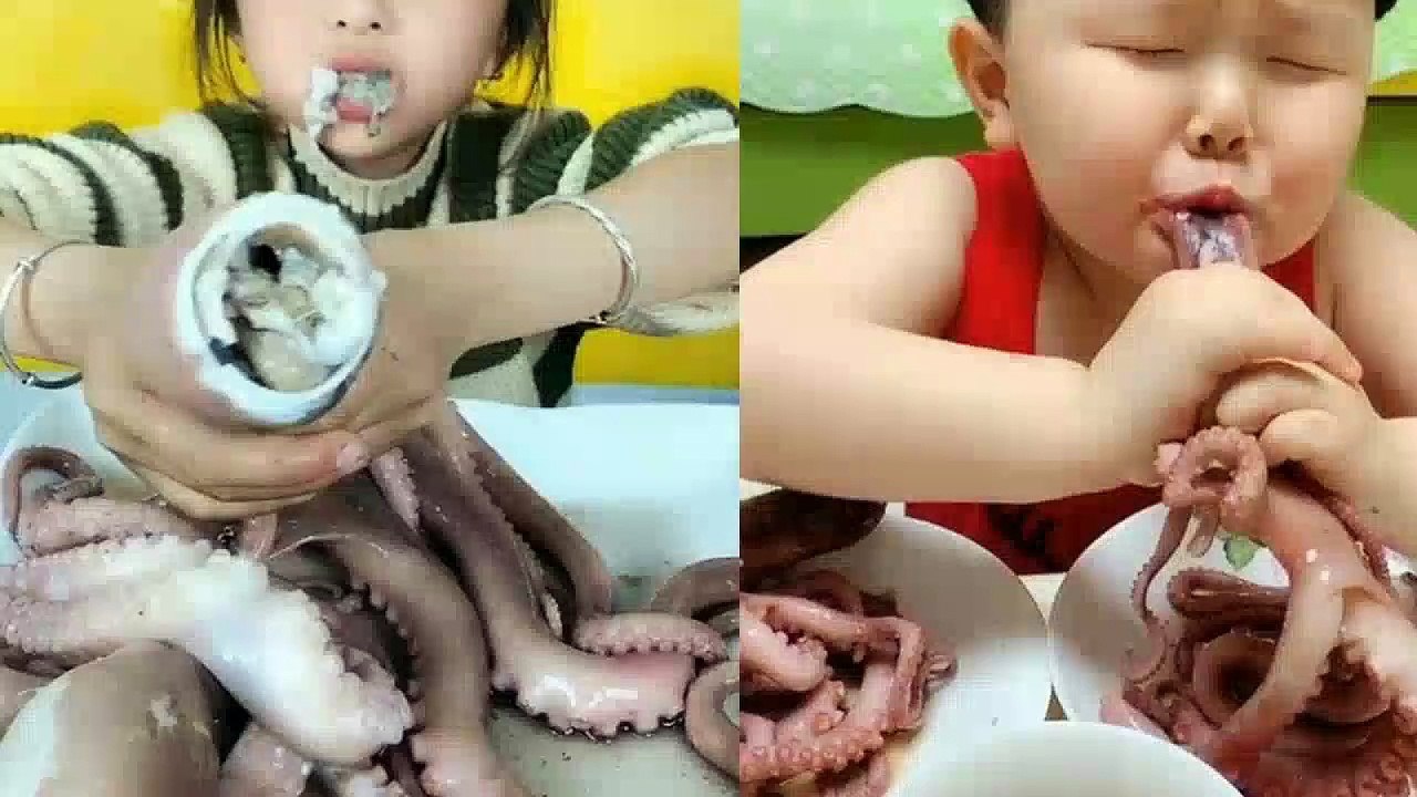 【OCTOPUS CHALLENGE】CHINA MUKBANG ASMR KIDS OCTOPUS EATING SHOW COMPILATION V3-#ASMR #MUKBANG
