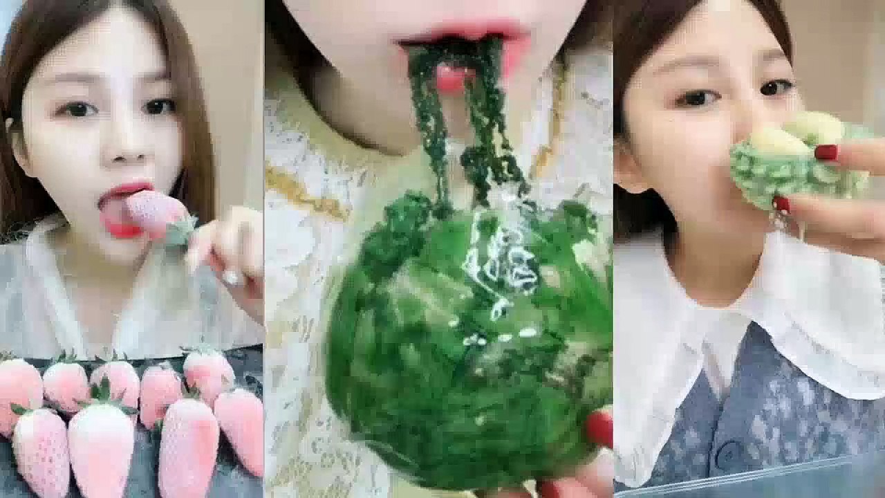【Ice Eating Show ASMR】Sea Grape, Frozen Milk, Ice Strawberry asmr relaxing sounds V1-#ASMR #MUKBANG