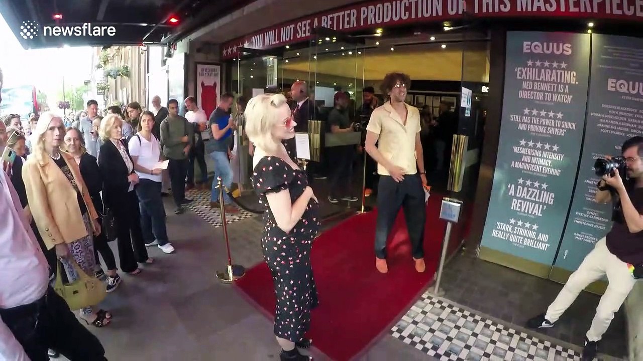 Kimberly Wyatt and Tyger Drew-Honey mingle during press night of theatre show Equus