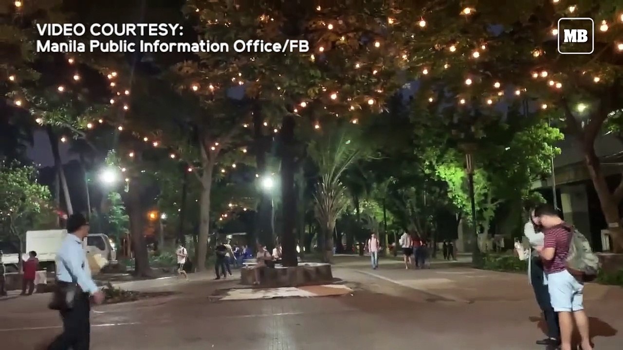 The park behind the Andres Bonifacio Monument at night