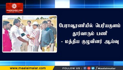 பேராவூரணியில் பெரியகுளம் தூர்வாரும் பணி - மத்திய குழுவினர் ஆய்வு