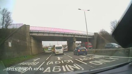 Near miss on Horns Bridge roundabout Chesterfield