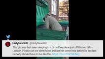 Video shows young homeless woman sleeping in a bin being saved with minutes to spare from being crushed by refuse lorry