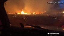 Up close video shows the Powerline fire that firefighters are battling in Washington State