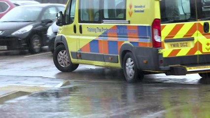 Students taking part in car crash simulator