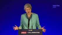 Prime Minister Theresa May jokes about cricket during speech