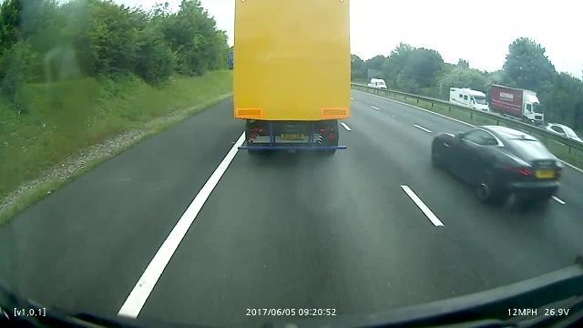 Shocking footage of the collision taken from the HGV infront of Michael James' Audi Q3