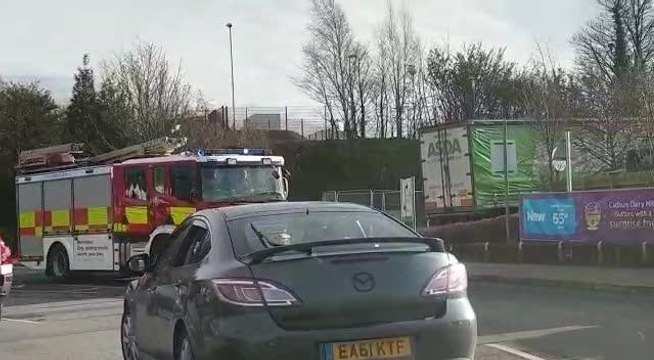Van crashes into cars and trolley shed in Sheffield Asda